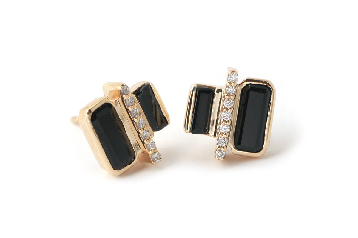 Cityscape Black Spinel and Diamond Tower Stud Earrings – Melissa