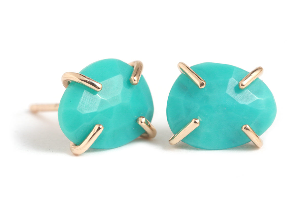 Prong set turquoise stud earrings - Melissa Joy Manning Jewelry