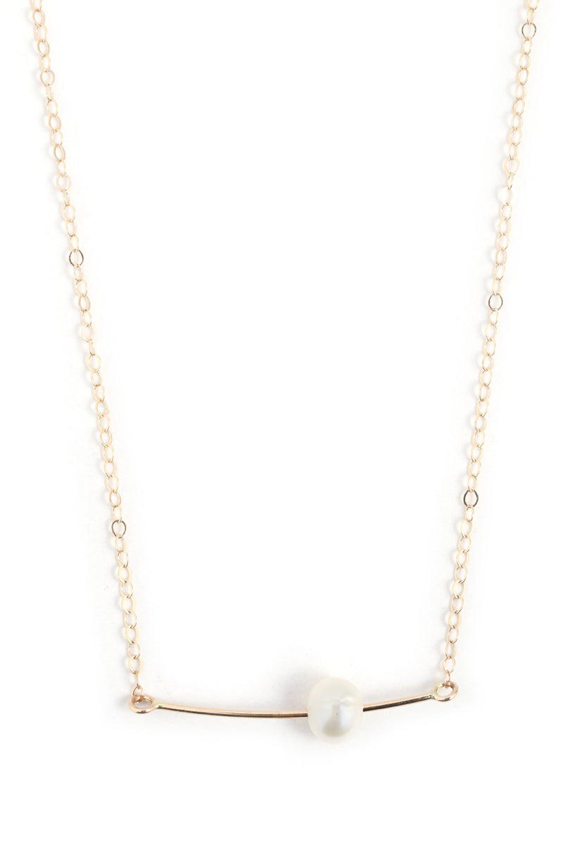 Floating Pearl Bar Drop Necklace