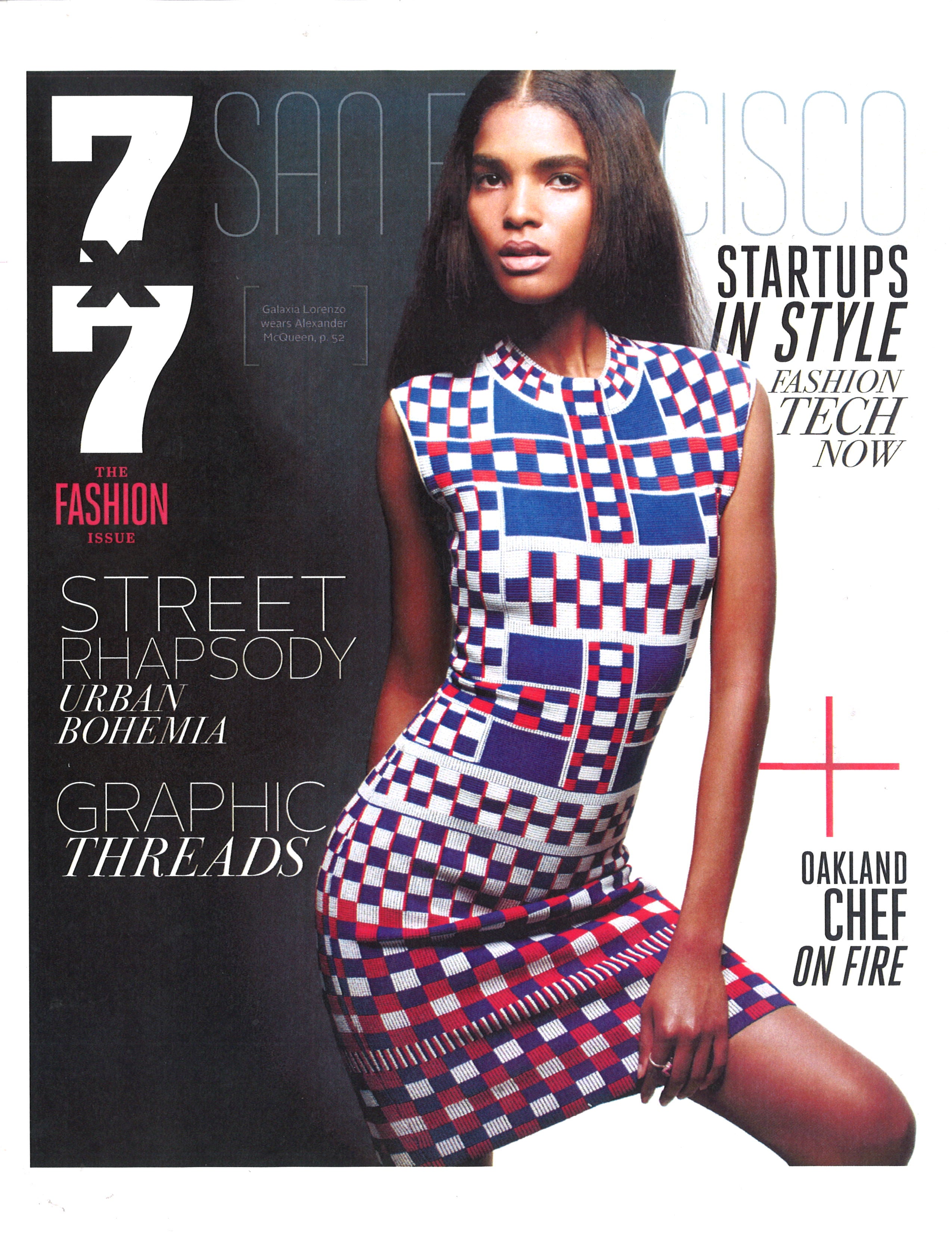 7x7 magazine cover with model