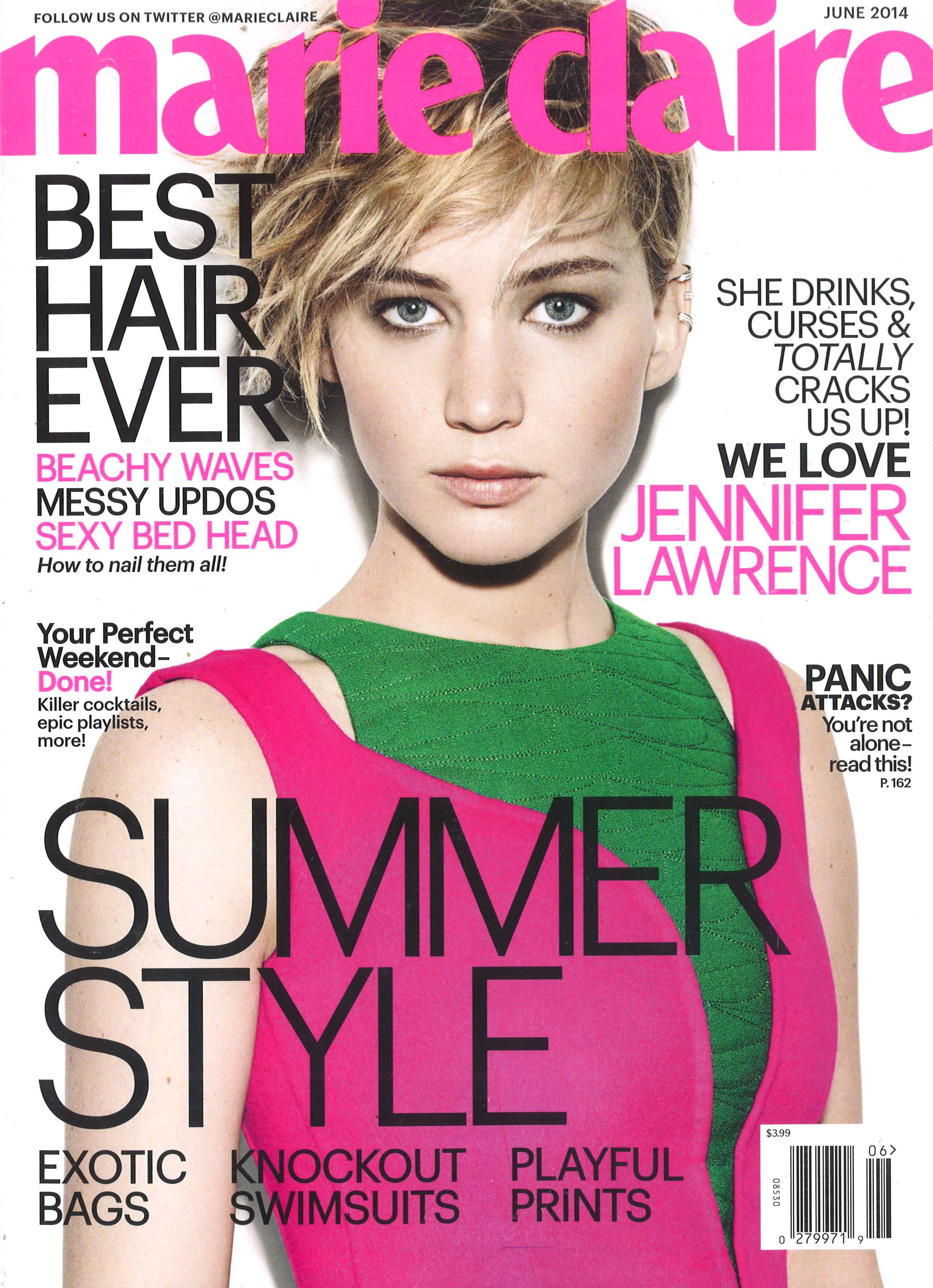 marie claire magazine cover with jennifer lawrence