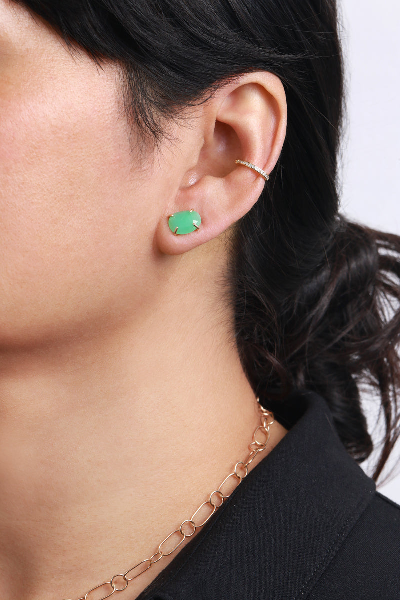 Prong Set Chrysoprase Stud Earrings Earrings 756A0453