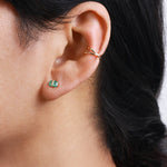 Bezel Wrapped Zambian Emerald Stud (half pair) Earrings 756A0467