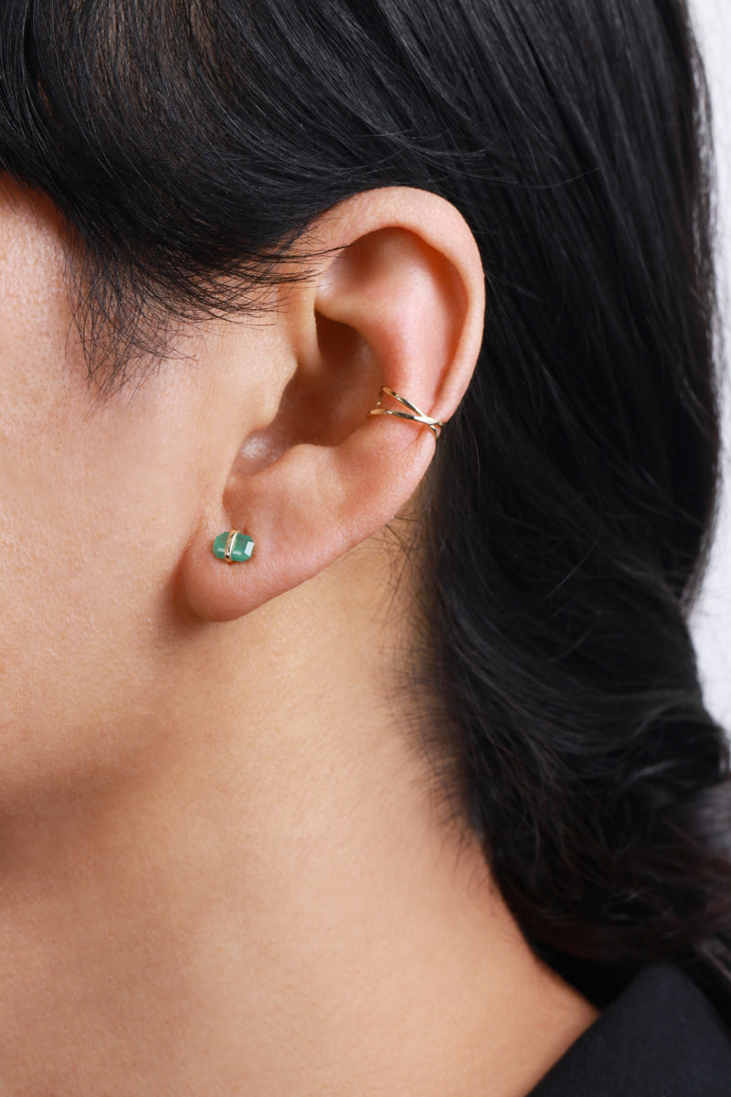 Bezel Wrapped Zambian Emerald Stud (half pair) Earrings 756A0467