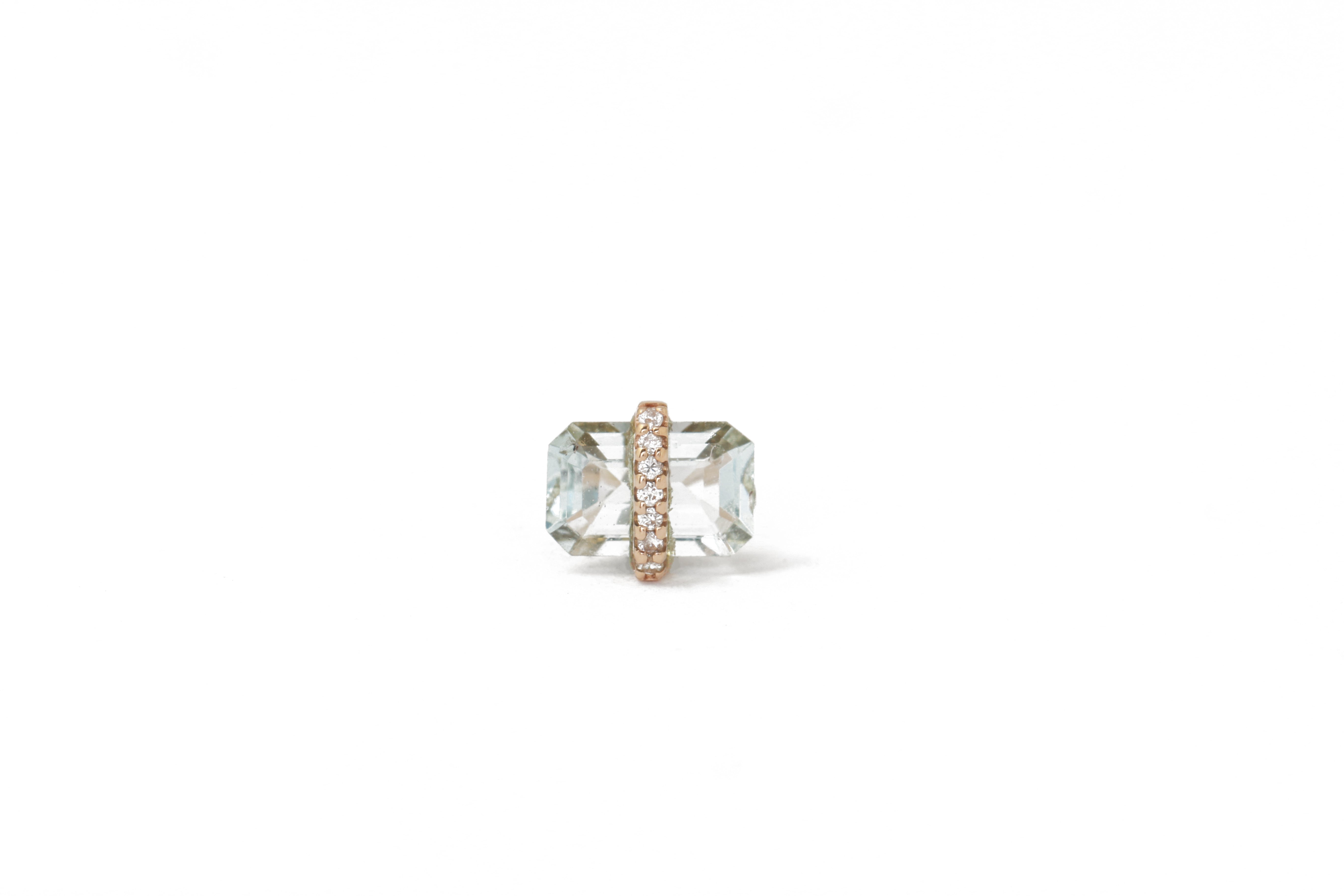 Micropave Bezel Wrapped Aquamarine Earring (half pair) Earrings 756A0779