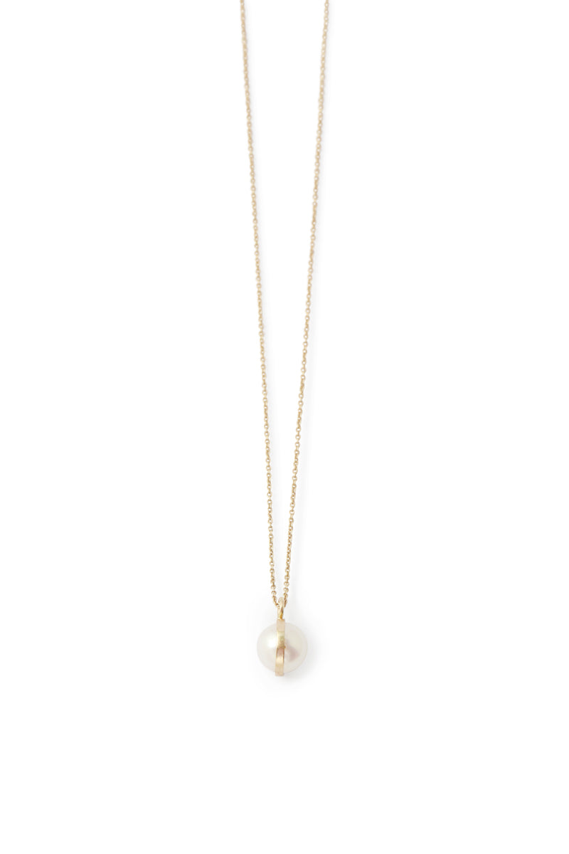 Bezel Wrapped Pearl Drop Necklace Necklaces 756A1206