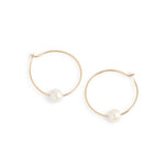 7/8 Inch Hoops with Floating Single Pearls Earrings 756A1392