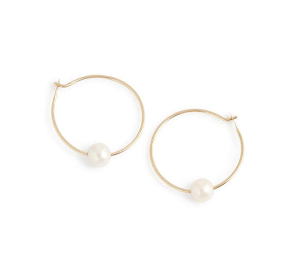 7/8 Inch Single Pearl Hoop Earrings – Melissa Joy Manning Inc.