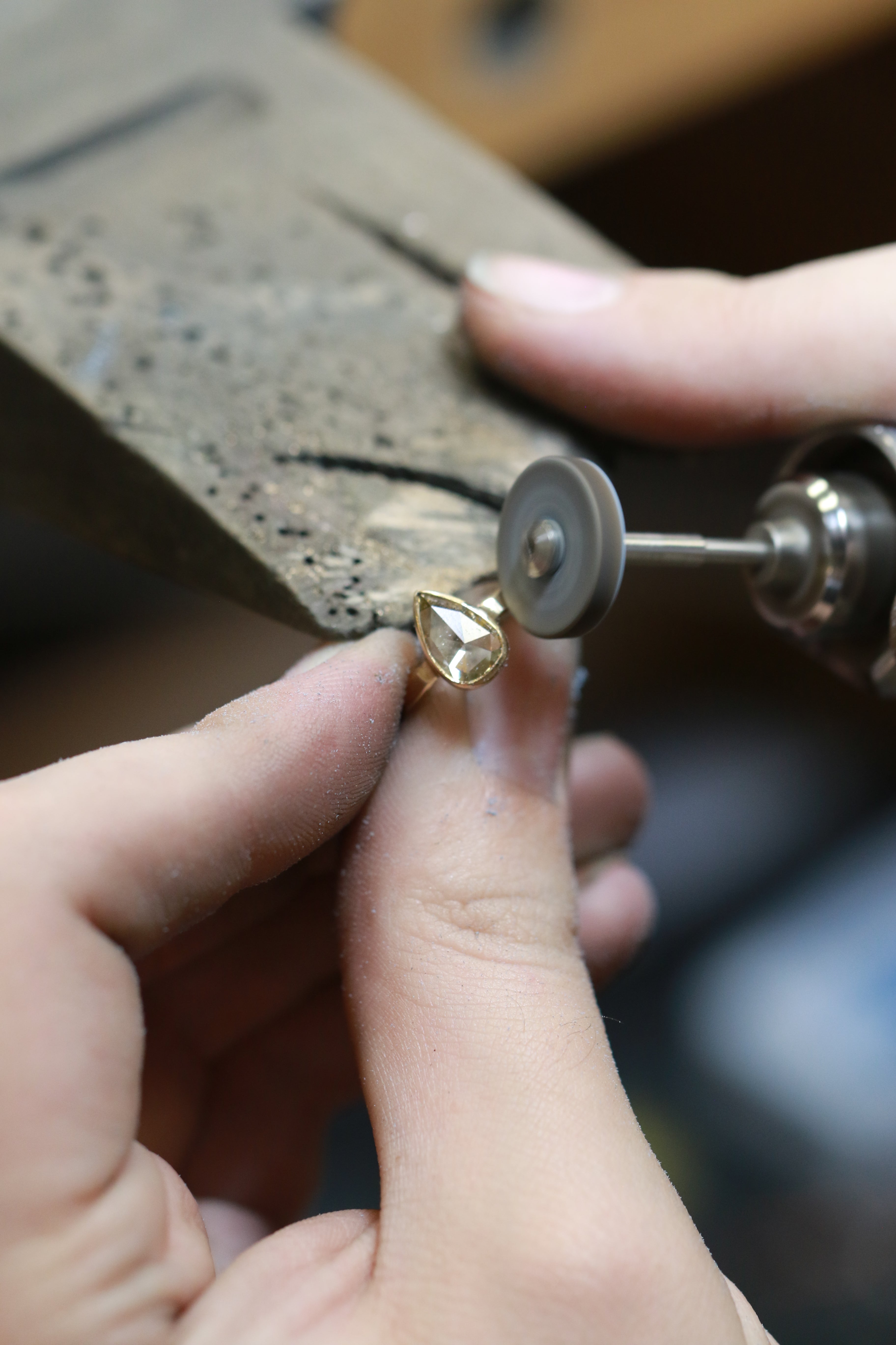 one of a kind ring being made by hand