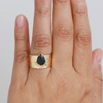 Sapphire with Half Diamond Halo Cigar Band Ring Rings 756A2153