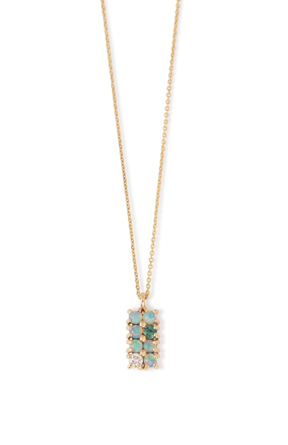 Opal, Diamond and Tourmaline Lattice Necklace by WWAKE NECKLACE 756A2555_df116f00-97a8-49e9-baf0-86f3deaa14c1