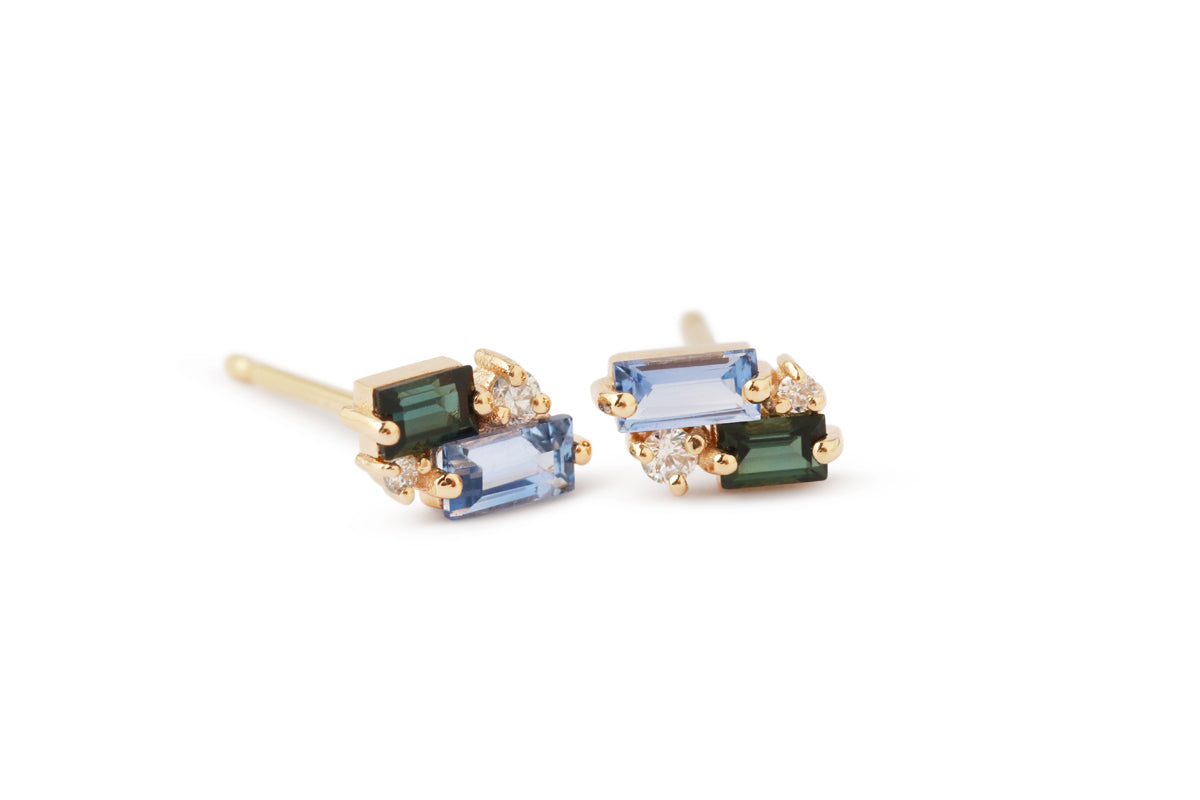 Sapphire, Diamond, Tourmaline Bevy Earrings by WWAKE EARRINGS 756A2563_175084ab-5ce9-4791-8b1e-ca5e79c2c78c