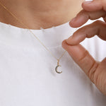 Pavé Sapphire Crescent Moon Necklace by Talon 756A2960