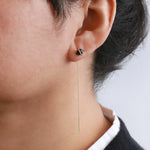 Micropave and Herkimer cut Onyx Threader Earrings Earrings 756A3498