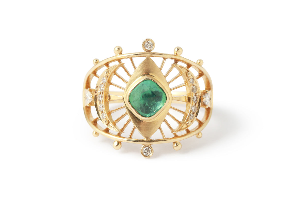 Moon and Starburst Tourmaline and Diamond Ring by Celine Daoust Stock Ring 756A3661