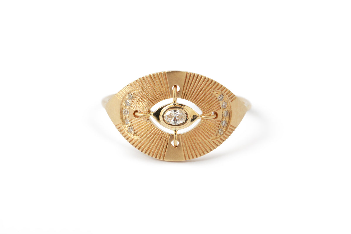 Diamond Eye and Moon Ring by Celine Daoust Stock Ring 756A3662