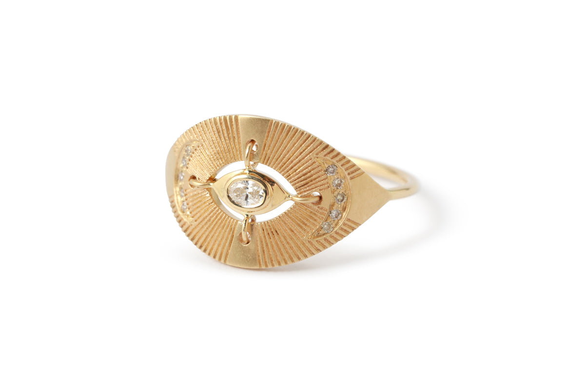 Diamond Eye and Moon Ring by Celine Daoust Stock Ring 756A3663