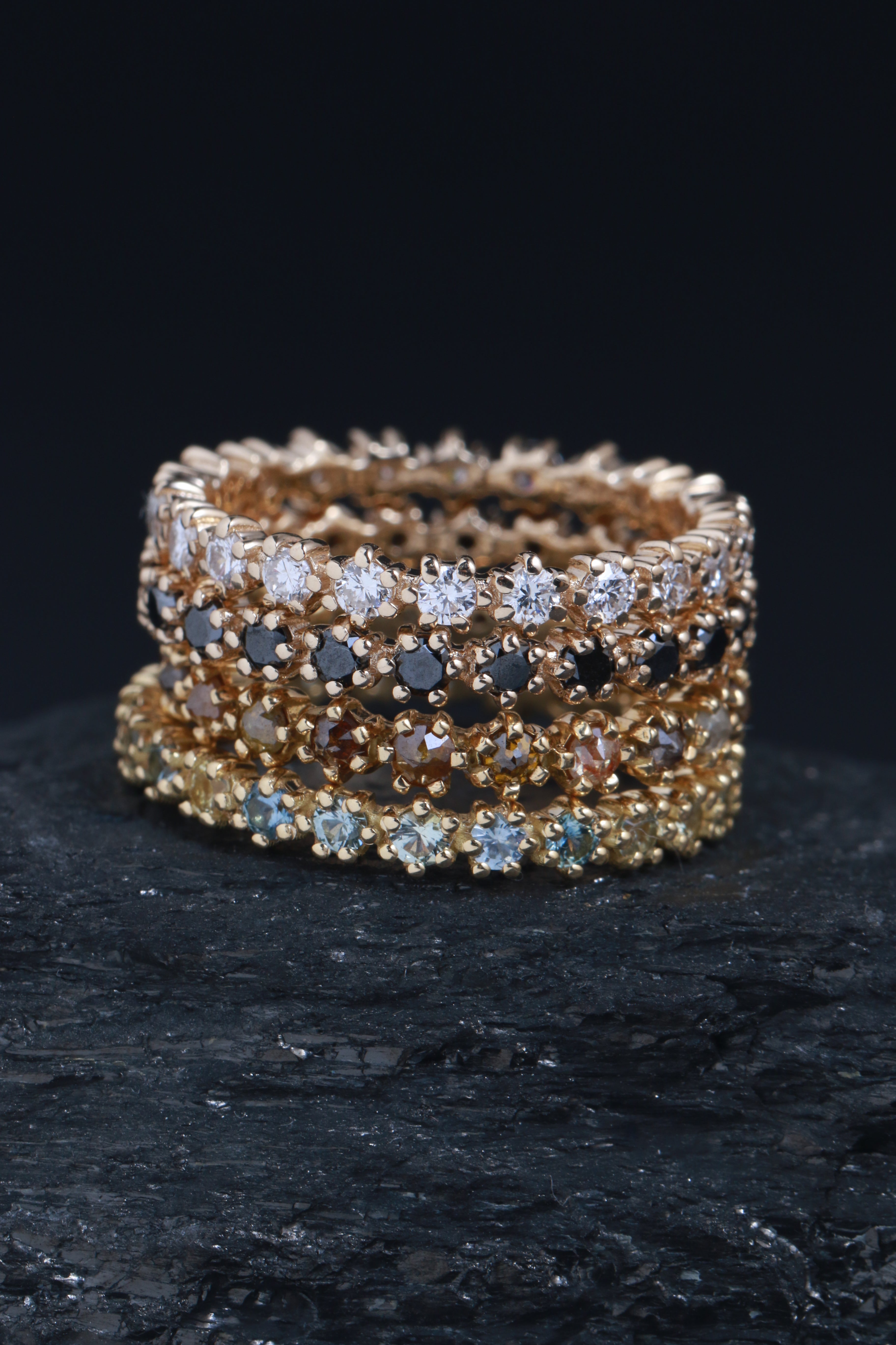 diamond and sapphire eternity band rings