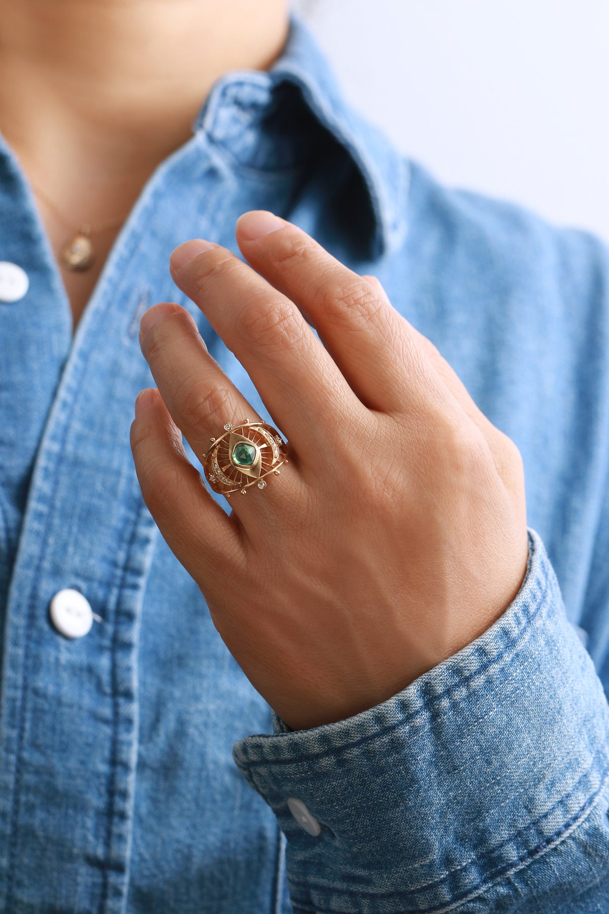 Moon and Starburst Tourmaline and Diamond Ring by Celine Daoust Stock Ring 756A3745