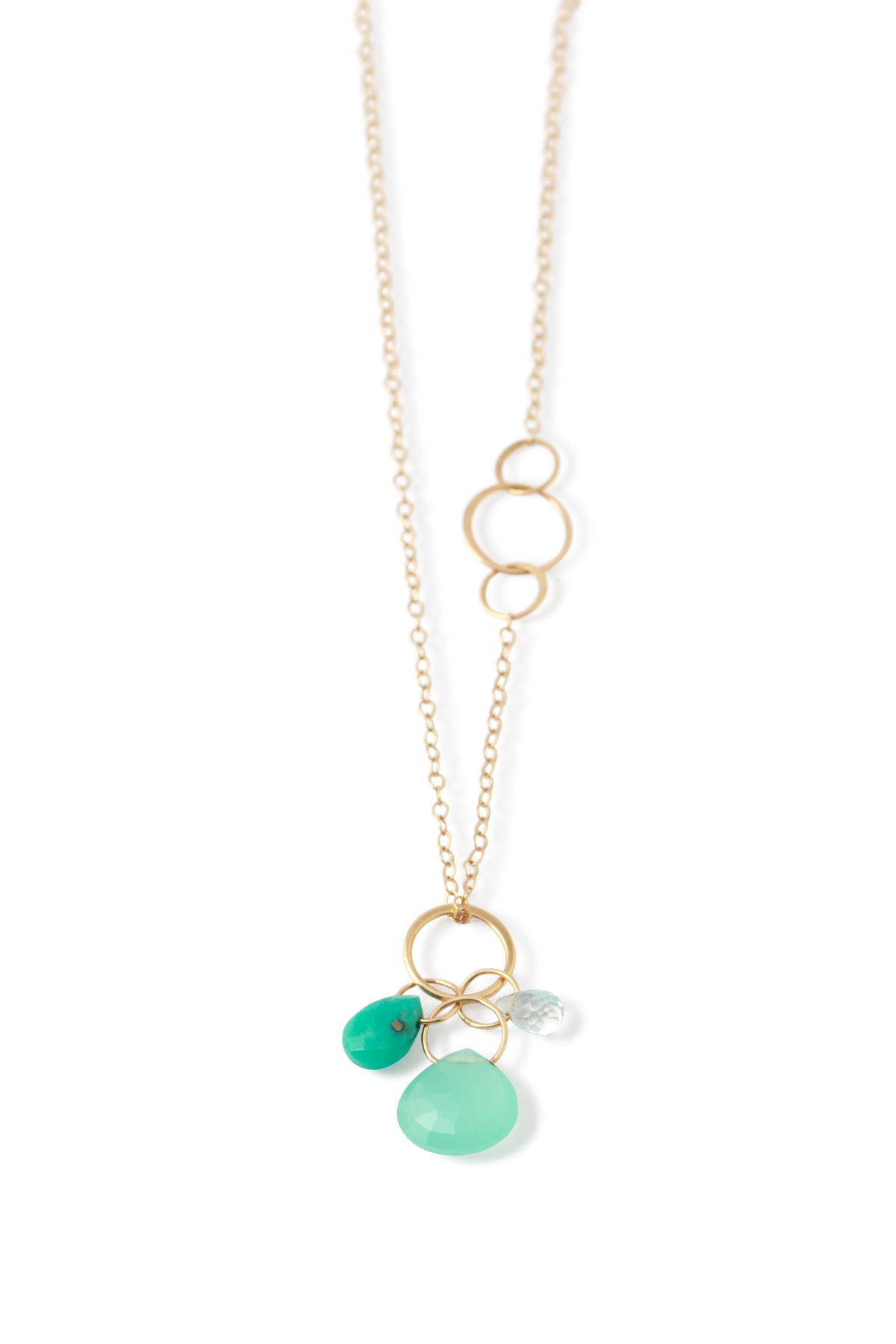 Aqua, Turquoise and Green Chalcedony Drop Pendant Necklace NECKLACES 756A3799