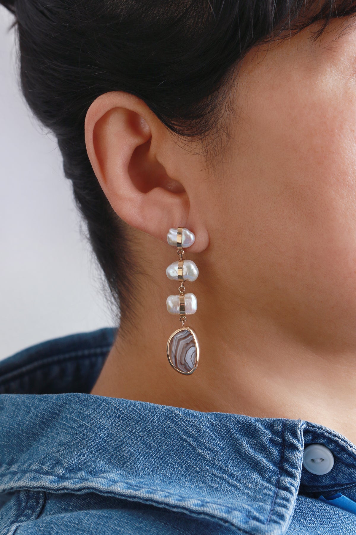 Pearl and Lace Agate Drop Earring EARRINGS 756A3843