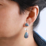 Pietersite, Aquamarine and Larimar Triple Drop Earrings Earrings 756A3848