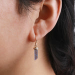 Iolite Cut Crystal Earring with Micropave Diamond Cap EARRING 756A4338