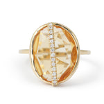 Micropave Bezel Wrapped Large Citrine Ring BFCM Stock Ring 756A4429