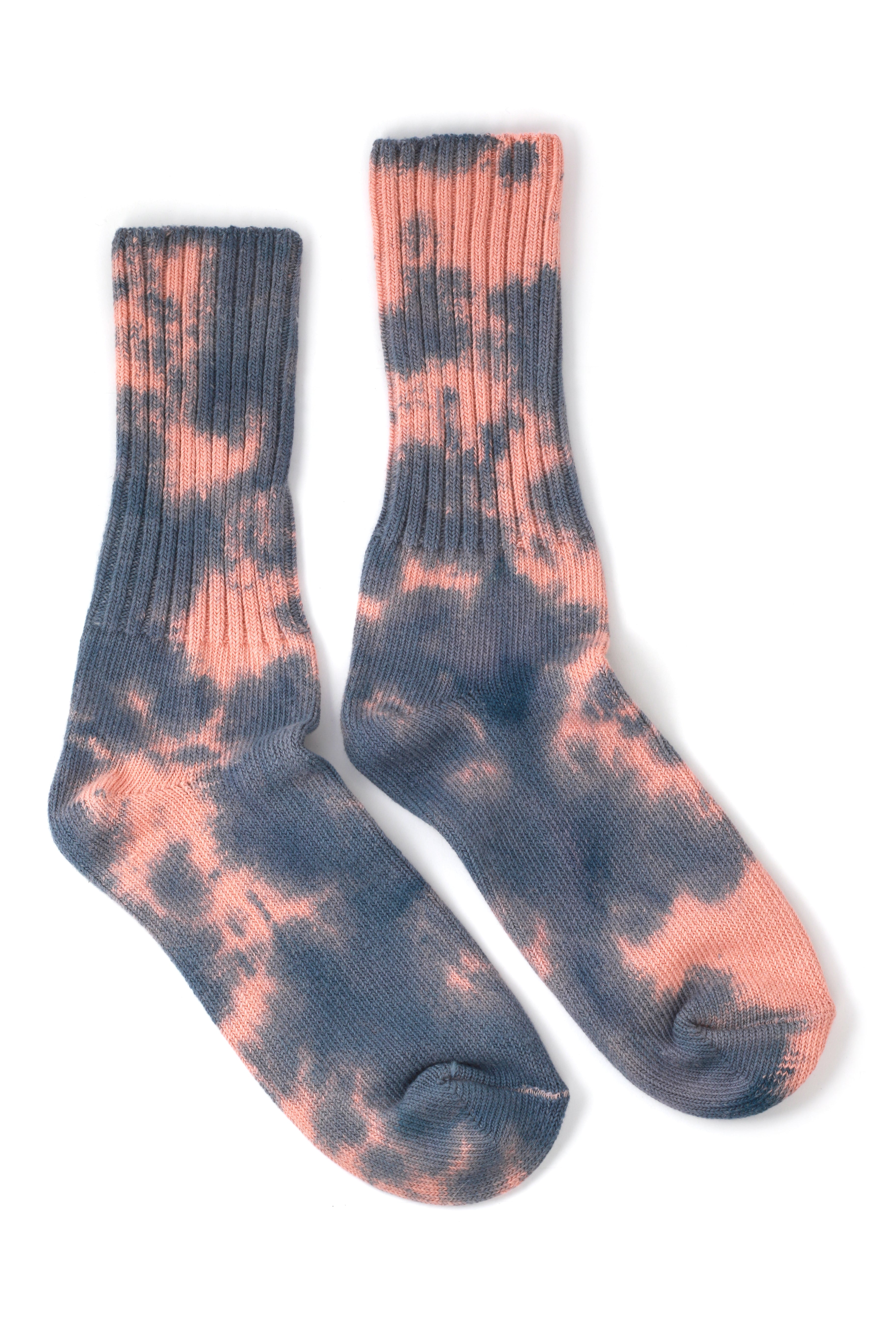 Indigo/Coral Tie Dye Socks by Escuyer 756A5419