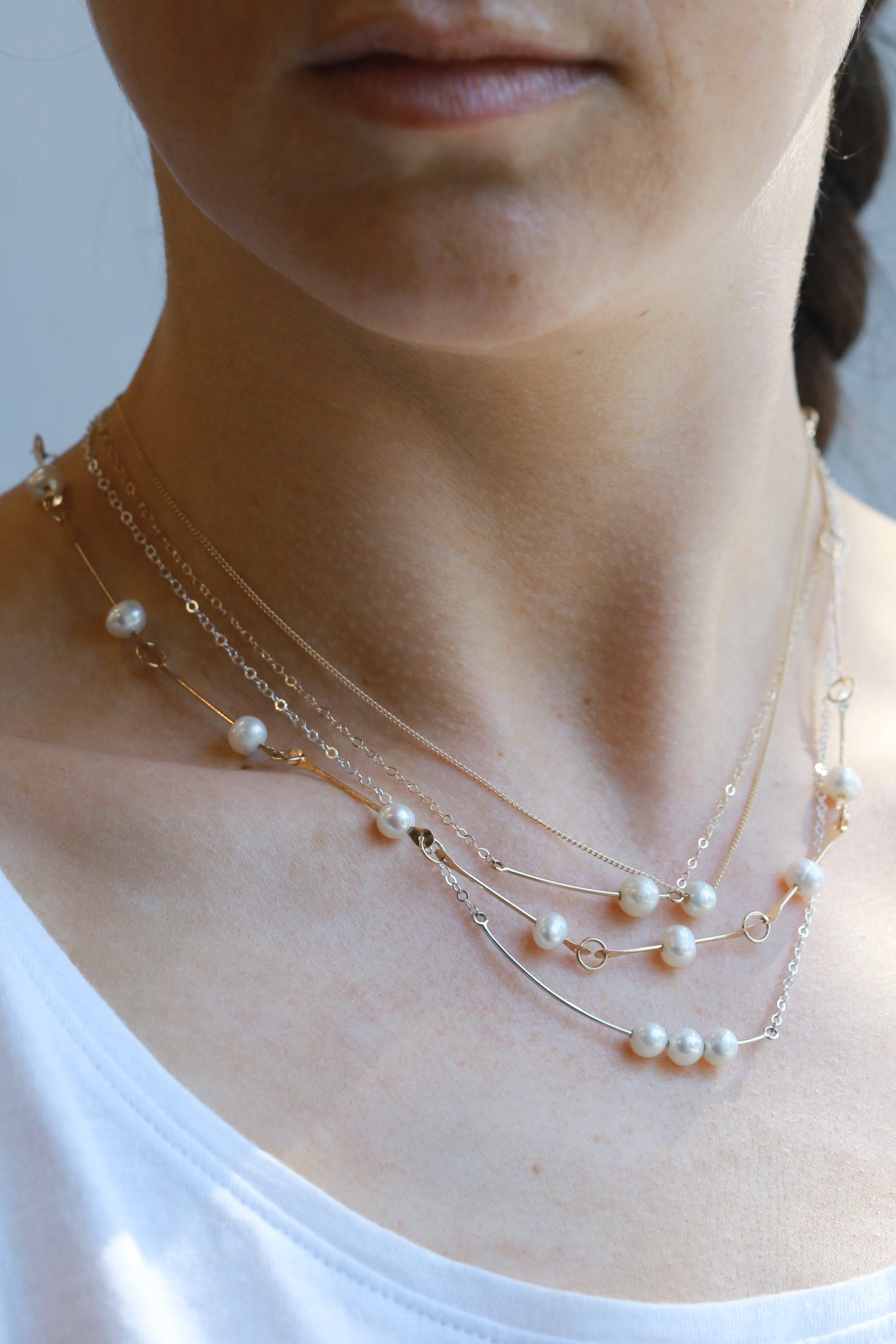 Pearl Drop Bone Chain Necklace Necklaces 756A5717