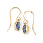 Blue Sapphire Diamond Crescent Moon Drop Earrings 756A6211