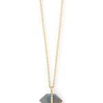 Micropave Bezel Wrapped Herkimer Cut Labradorite Pendant Necklace Necklace 756A6244