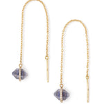 Micropave Wrapped Herkimer cut Iolite Threader Earrings 756A6257