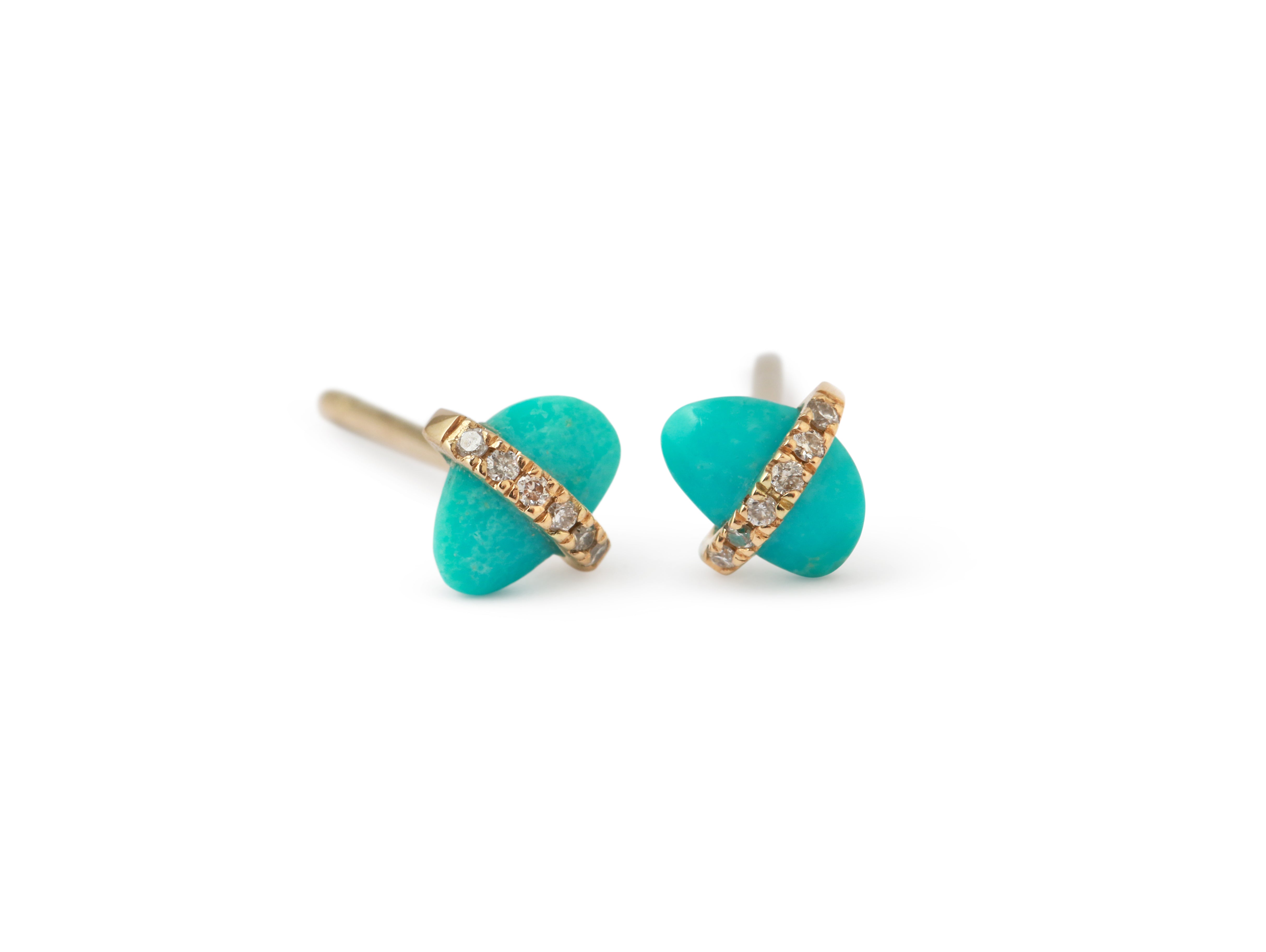 Micropave Bezel Wrapped Turquoise Stud Earrings Earrings 756A6261