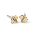 Micropave Bezel Wrapped Citrine Stud Earrings 756A6263