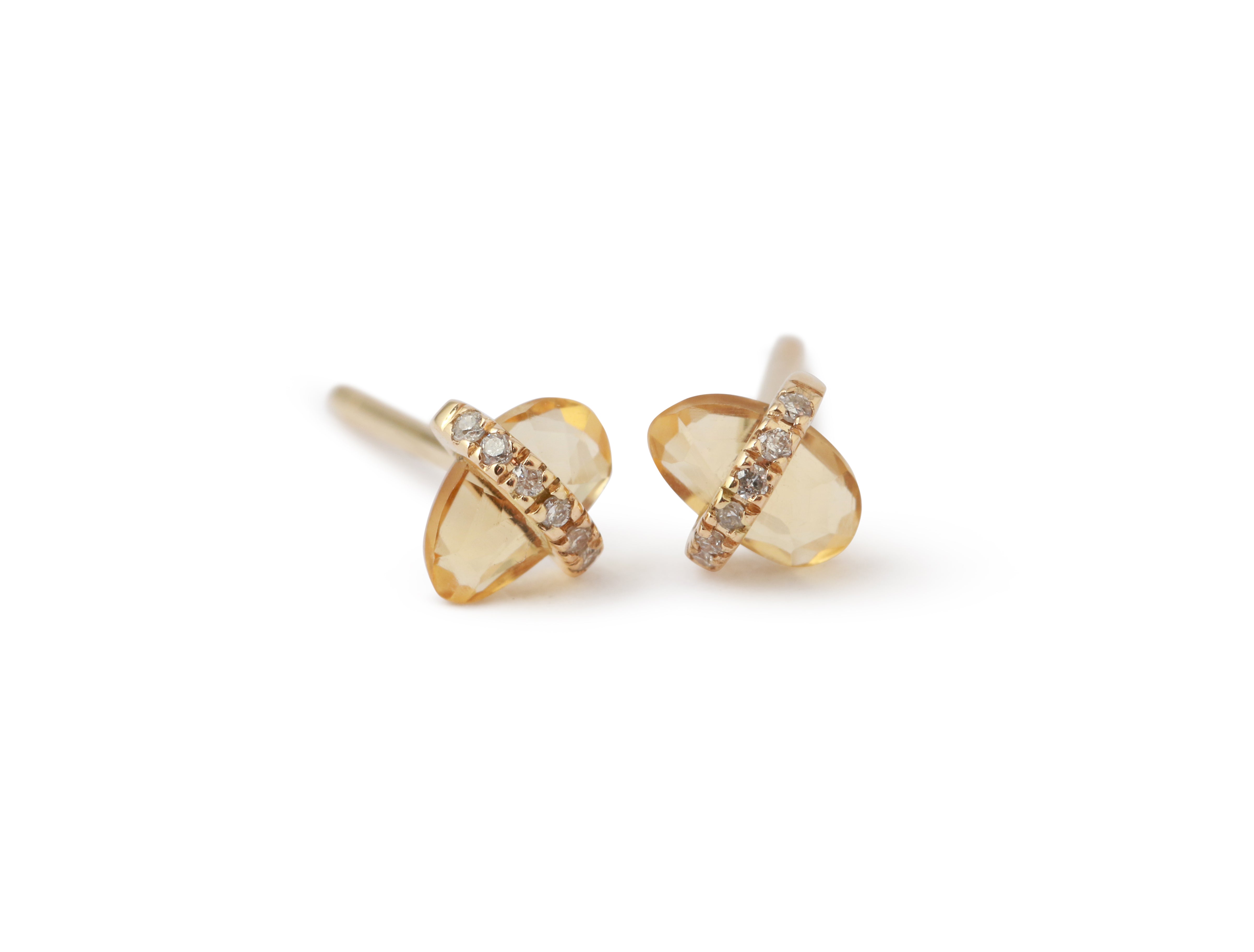 Micropave Bezel Wrapped Citrine Stud Earrings 756A6263