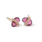 Micropave Bezel Wrapped Rhodolite Garnet Stud Earrings 756A6264