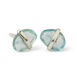 Bezel Wrapped Freeform Aquamarine Stud Earrings 756A6268