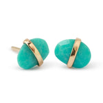 Bezel Wrapped Freeform Turquoise Stud Earrings Gold Earrings 756A6270