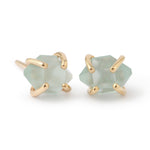 Small Prong set Herkimer cut Aquamarine Stud Earrings Earrings 756A6273