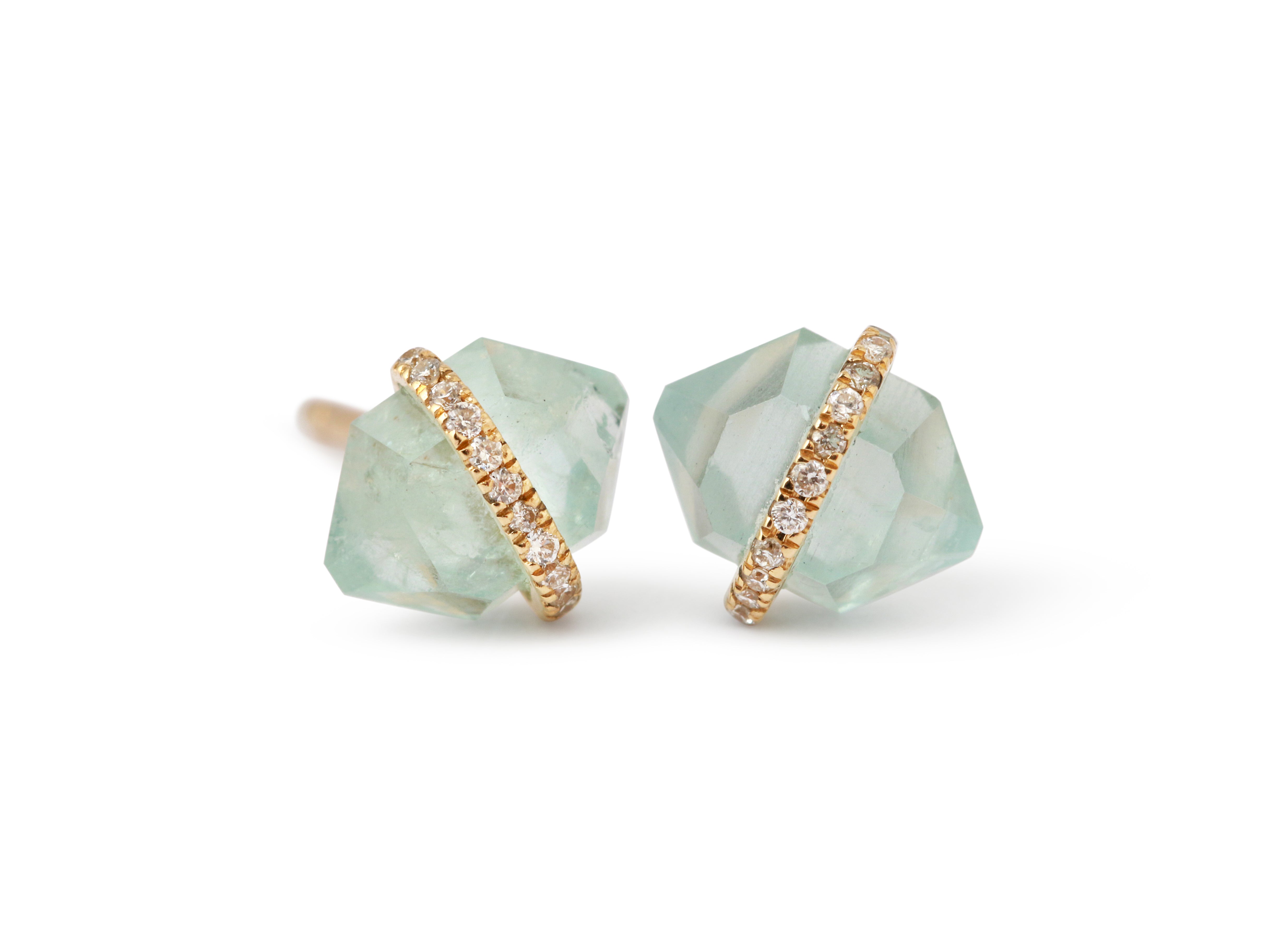 Micropave Herkimer Cut Aquamarine Stud Earrings 756A6274