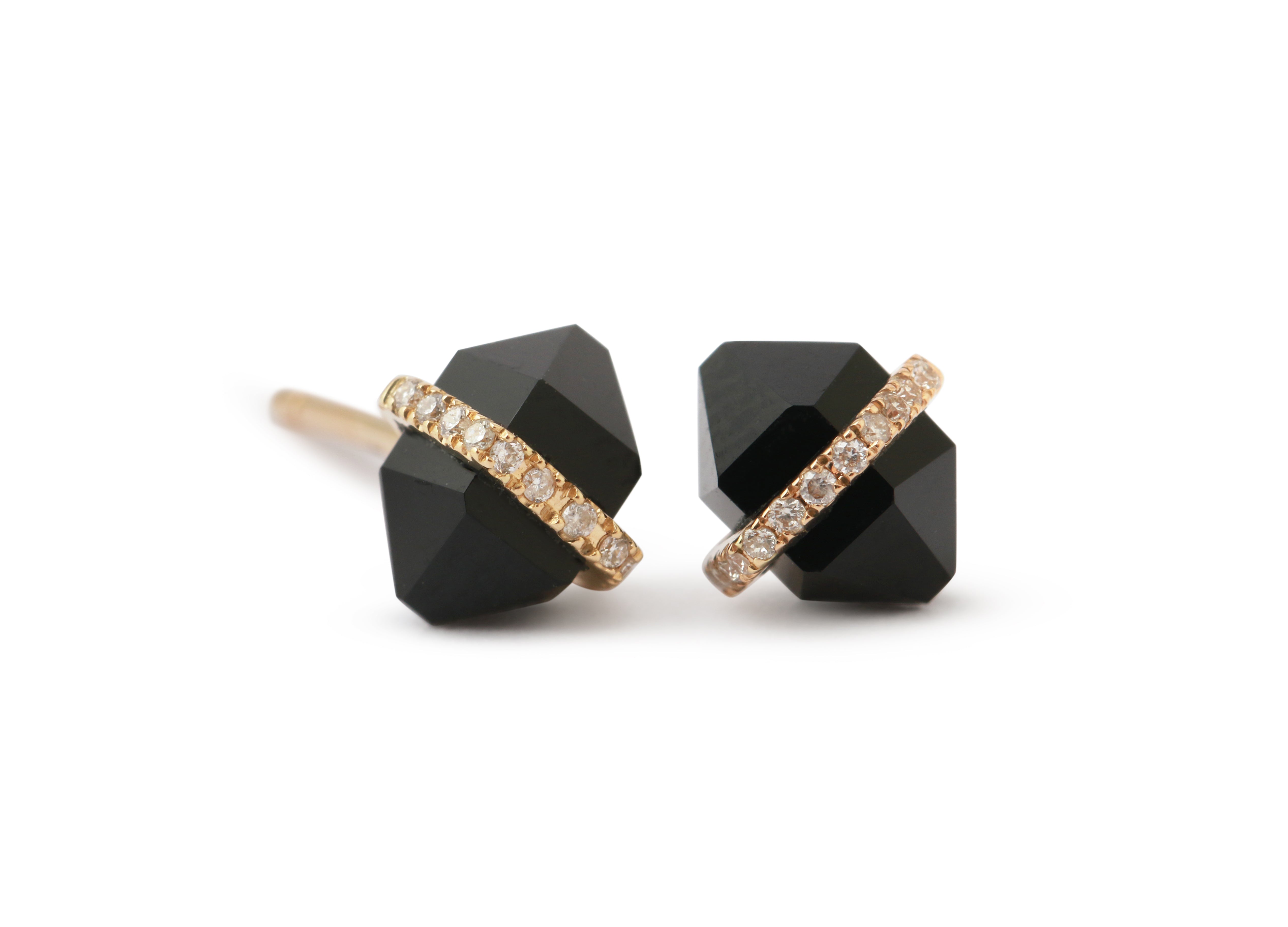 Micropave Herkimer Cut Onyx Stud Earrings 756A6276