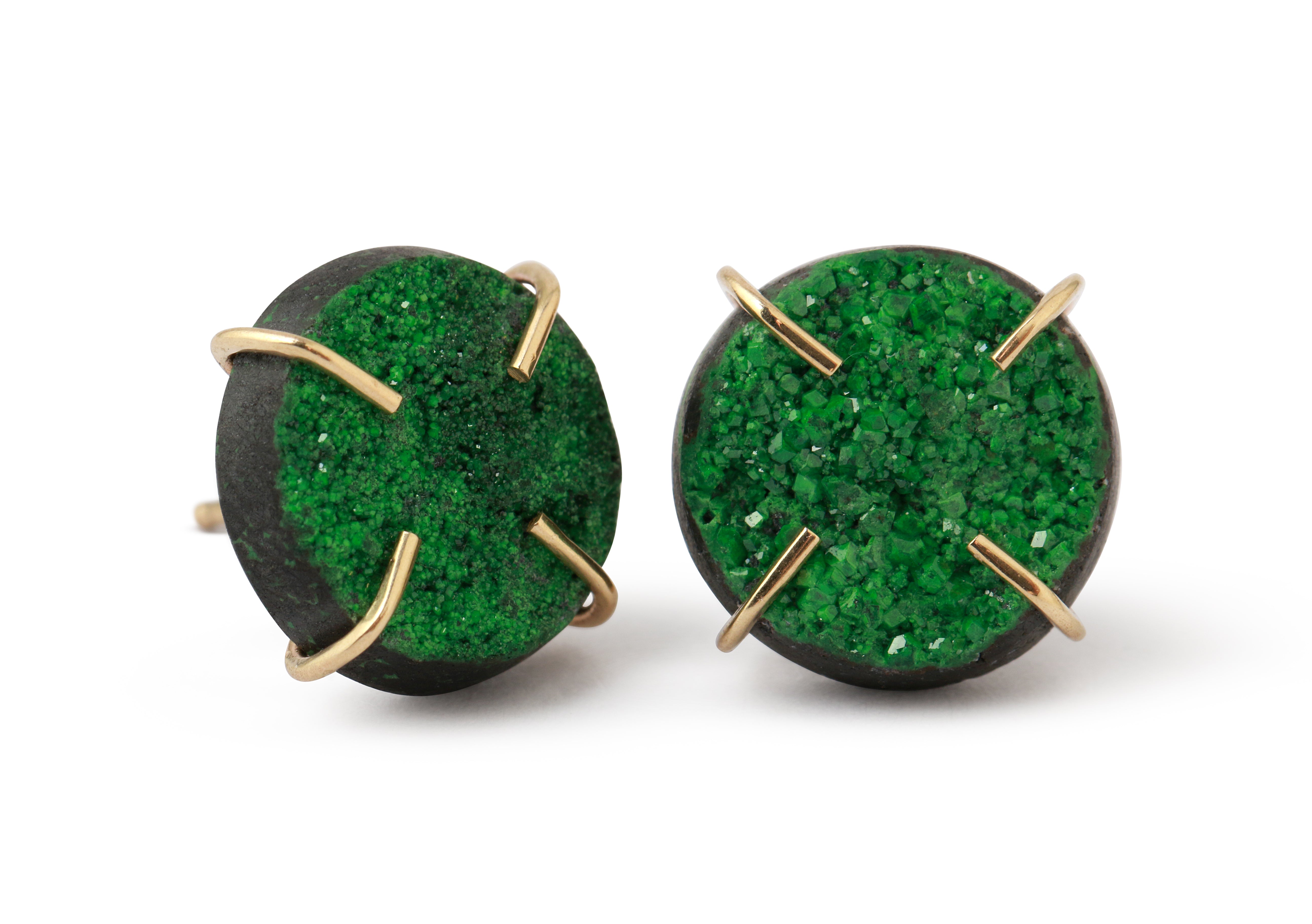 Uvarovite Garnet Druzy Stud Earrings 756A6284