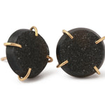 Large Black Druzy Agate Studs Gold Earrings 756A6285