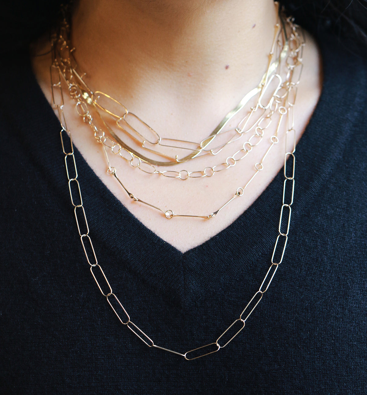 necklace layering on model