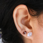 Large Herkimer Cut Bezel Wrapped Rainbow Moonstone Stud Earrings 756A6322