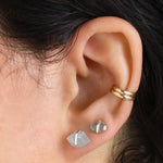 Large Herkimer Cut Bezel Wrapped Aquamarine Stud Earrings 756A6324