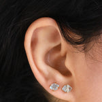 Micropave Herkimer Cut Aquamarine Stud Earrings 756A6326