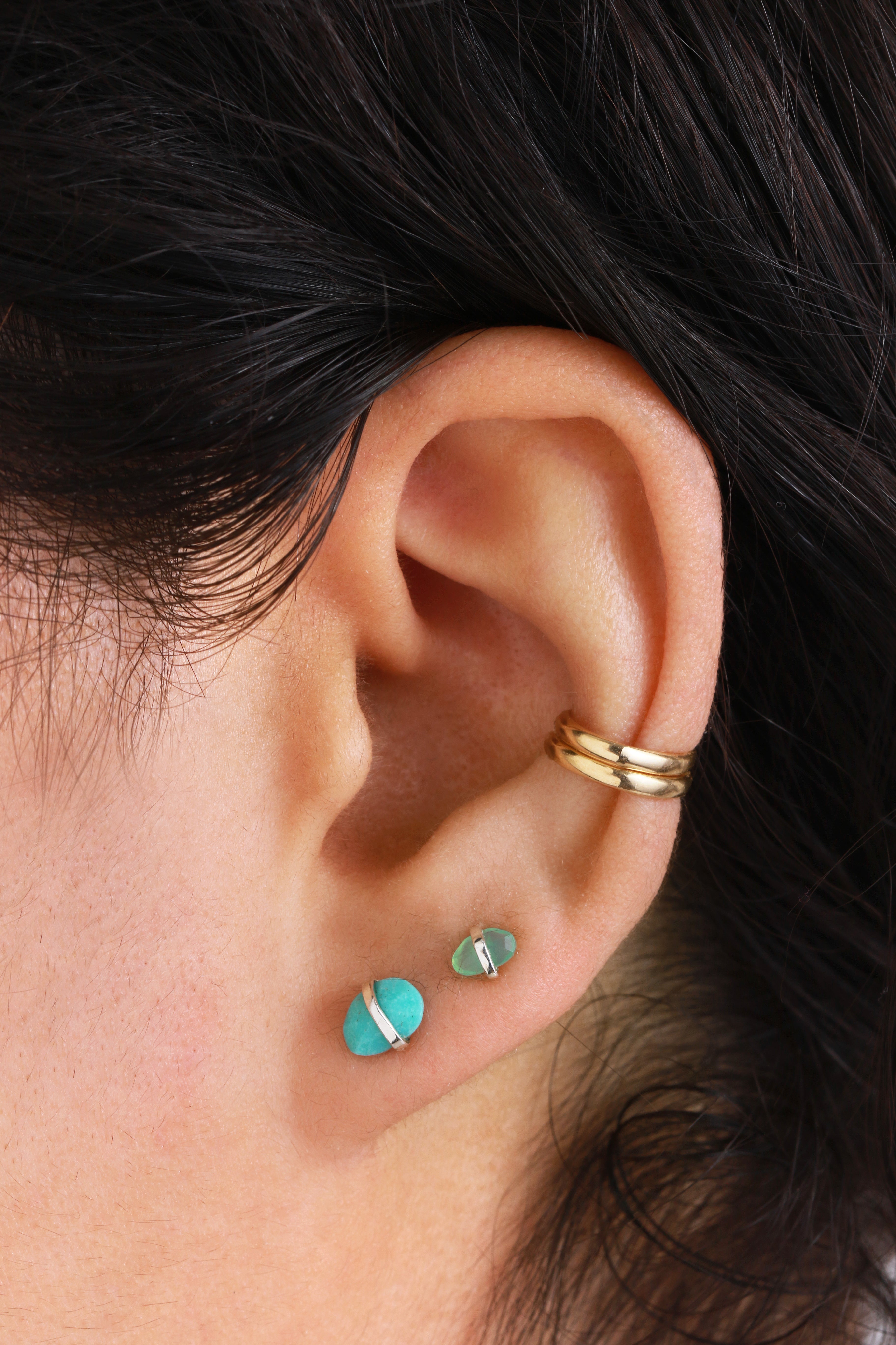 Bezel Wrapped Freeform Turquoise Stud Earrings Earrings 756A6328