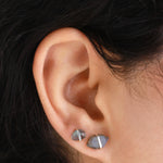 Large Herkimer Cut Bezel Wrapped Labradorite Stud Earrings Earrings 756A6330